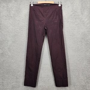 Malloni Burgundy Linen Blend Slim Leg Pants Women's Size 40 US 4 Made in Italy